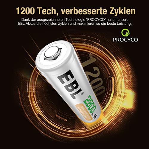EBL 16 Stück 2800mAh hohe Kapazität AA Ni-MH wiederaufladbare Batterien - 3