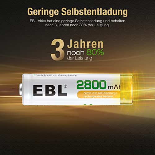 EBL 16 Stück 2800mAh hohe Kapazität AA Ni-MH wiederaufladbare Batterien - 3