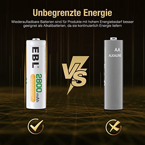 EBL 16 Stück 2800mAh hohe Kapazität AA Ni-MH wiederaufladbare Batterien - 4