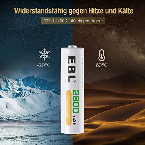 EBL 16 Stück 2800mAh hohe Kapazität AA Ni-MH wiederaufladbare Batterien - 8