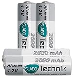 Slabo Ni-MH Mignon Akku Batterien AA wiederaufladbar – 2600mAh / 1.2V – AA Akku für Fernbedienung / Spielzeug / Game-Controller etc. – 4er-Pack - 8