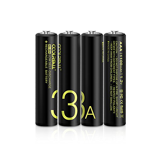 Rechargeable Akku Batterien,Coolreall 4-er Pack Vorgeladener AAA Ni-Mh Akku (1100 mAh,1.2V) inkl Akku Aufbewahrungsbox
