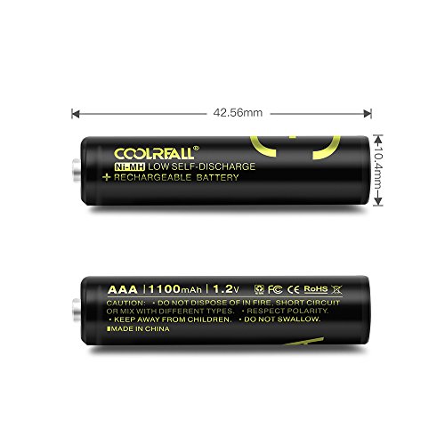 Rechargeable Akku Batterien,Coolreall 4-er Pack Vorgeladener AAA Ni-Mh Akku (1100 mAh,1.2V) inkl Akku Aufbewahrungsbox - 5