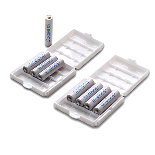 8 x Sanyo Eneloop Micro Akkus Batterien AAA in speziellen Weiss - More Power + Transportschutzboxen