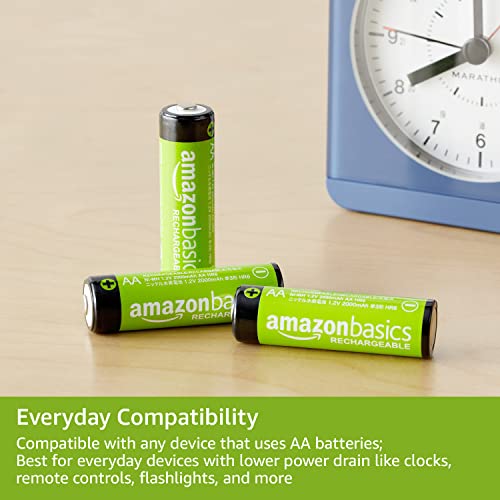 AmazonBasics Vorgeladene Ni-MH AA-Akkus – Akkubatterien (1.000 Zyklen, typisch 2000mAh, minimal 1900mAh) 8 Stck (Design kann von Darstellung abweichen) - 3
