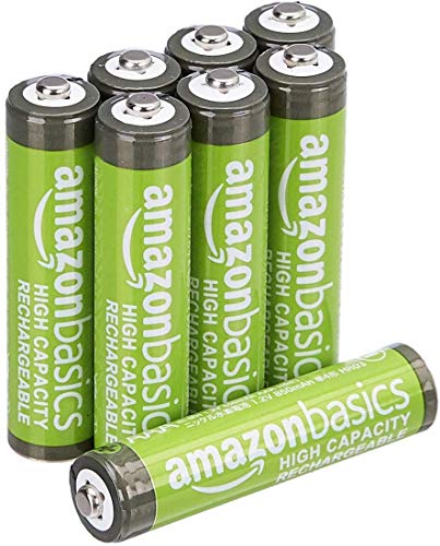 AmazonBasics Vorgeladene Ni-MH AAA-Akkus - Akkubatterien, 500 Zyklen (typisch 850mAh, minimal 800mAh), 8Stck (Design kann von Darstellung abweichen)