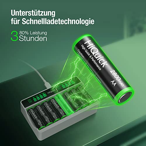 HiQuick AA Akku 2800mAh, wiederaufladbare 1,2V Batterien - 3
