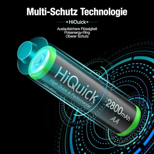 HiQuick AA Akku 2800mAh, wiederaufladbare 1,2V Batterien - 6