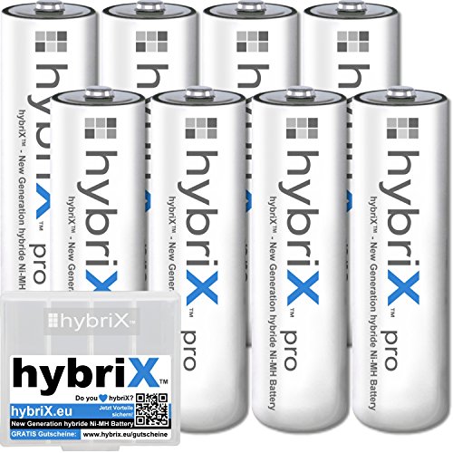 8er Pack Kraftmax hybriX pro Set - 8x Mignon AA Hybrid Akkus in Box - Die Neue Generation von Hybrid Akku Batterien