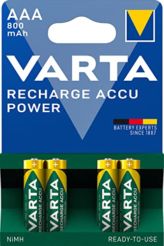 Varta Rechargeable Accu Ready2Use vorgeladener AAA Micro Ni-Mh Akku (4-er Pack, 800mAh), wiederaufladbar ohne Memory-Effekt – sofort einsatzbereit - 2