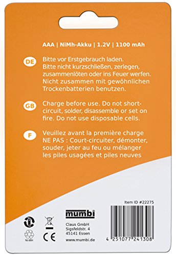 12x mumbi AAA Micro NiMH-Akku 1100mAh 1.2V Batterie - 5