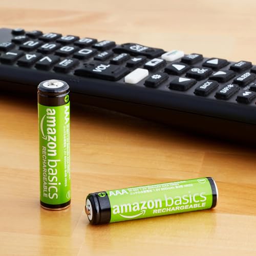 AmazonBasics Vorgeladene Ni-MH AAA-Akkus – Akkubatterien (1.000 Zyklen, typisch 800mAh, minimal 750mAh) 4 Stck (Design kann von Darstellung abweichen) - 3