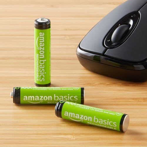 AmazonBasics Vorgeladene Ni-MH AAA-Akkus – Akkubatterien (1.000 Zyklen, typisch 800mAh, minimal 750mAh) 4 Stck (Design kann von Darstellung abweichen) - 7