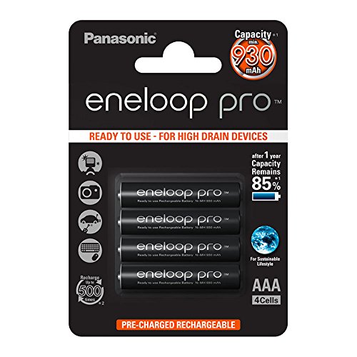 Panasonic Eneloop pro AAA Ready-to-Use Micro NI-MH Akku BK-4HCDE/4BE (930 mAh, 4er Pack) mit extrastarker Leistung