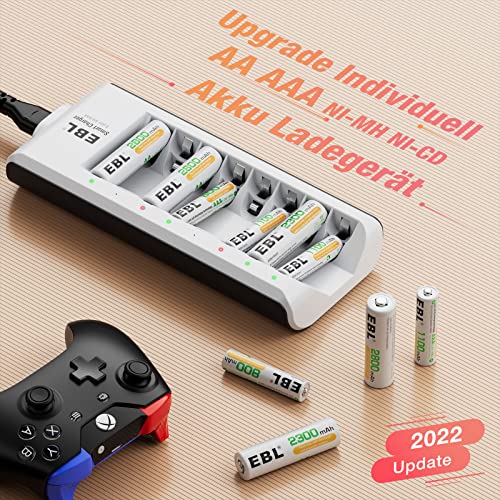 EBL AA AAA Smart charger Akku Ladegerät (8x Stecker) für Ni-MH Ni-Cd Mignon AA/Micro AAA - 4