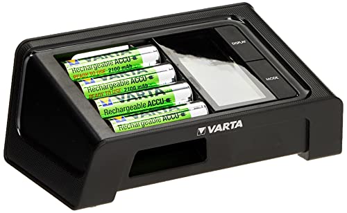 VARTA LCD SMART Charger inkl. LCD Smart Ladegerät für AA/AAA (bestückt) ReadytoUse AA Akkus Ladegerät für AA/AAA Micro/Mignon mit USB Anschluss Erhaltungsladung Einzelschachtladung 4 Modi: Aufladen, Entladen, Prüfen & Auffrischen - mit LCD Display