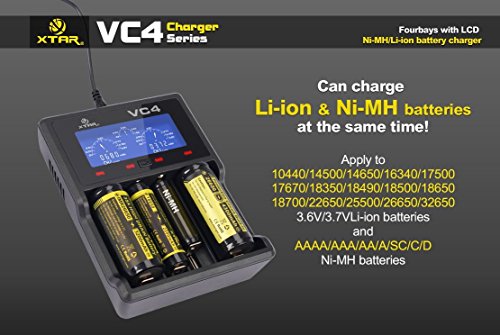 XTAR VC4 Ladegerät Premium-Li-Ion / Ni-MH Caloics® USB LCD Display Ladegerät Kompatibel mit Li-Ionen-Akku und Ni-MH-Akku - 5